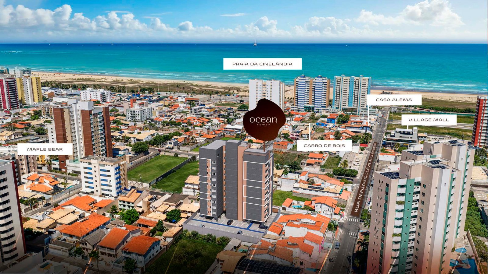 Vista aérea diurna da localização