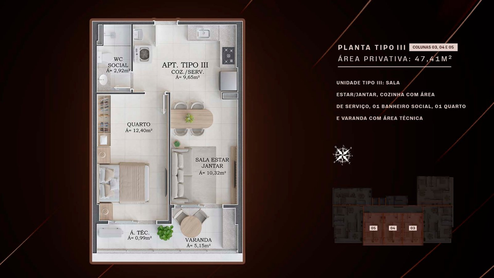 Planta Tipo III — Colunas 03, 04 e 05